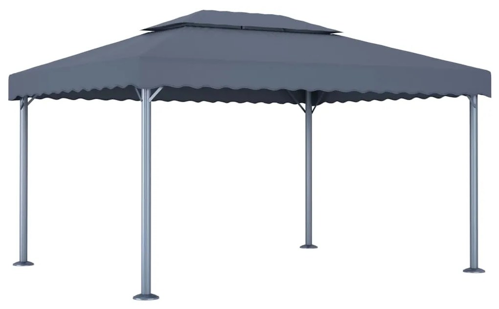 Gazebo com cordões de luzes LED 400x300 cm alumínio antracite