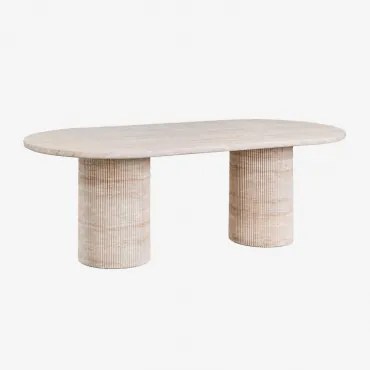 Mesa De Jantar Oval 220x100 Cm Em Cimento Look Travertino Velia Look Travertino - Sklum