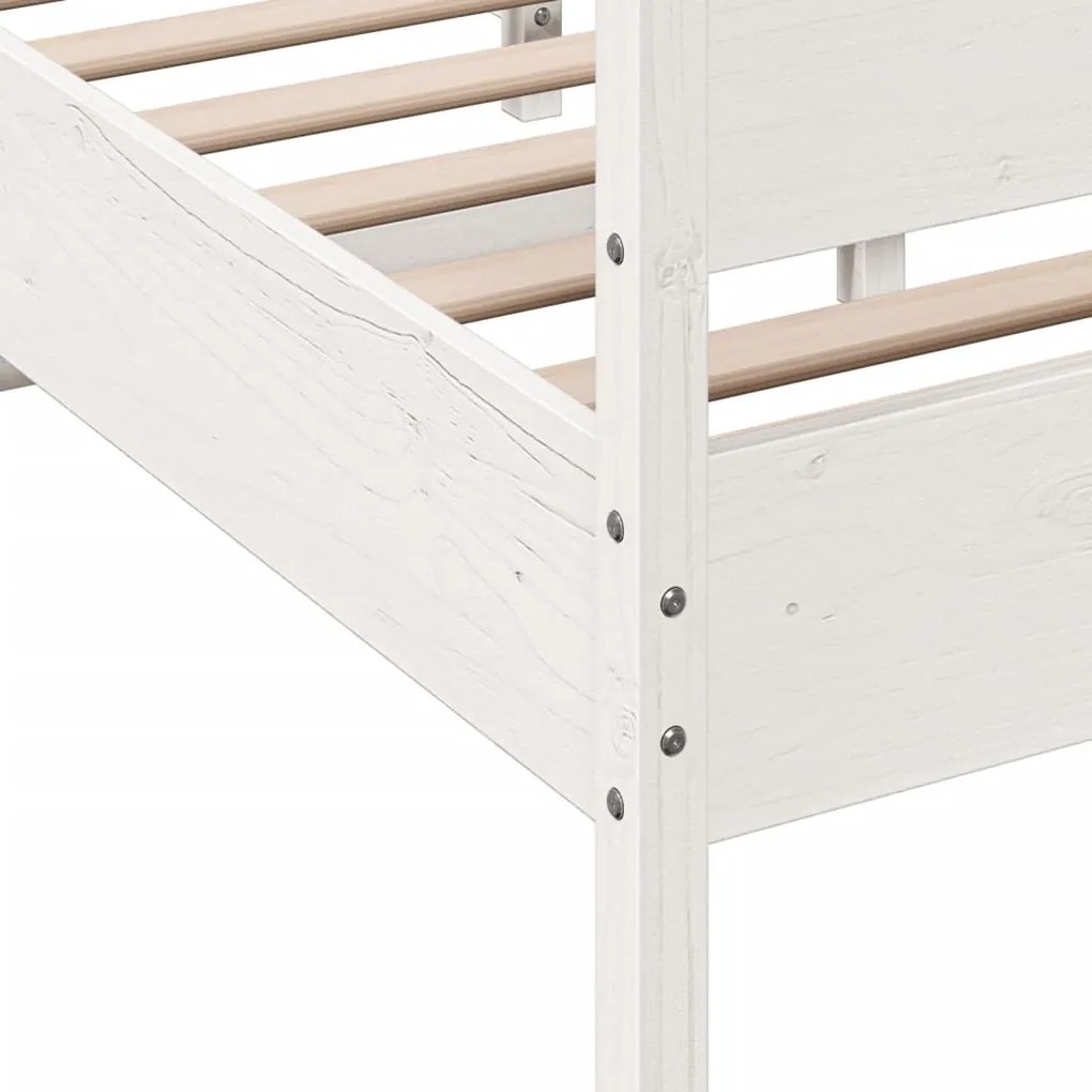 Cama sem colchão 140x200 cm madeira de pinho maciça branco