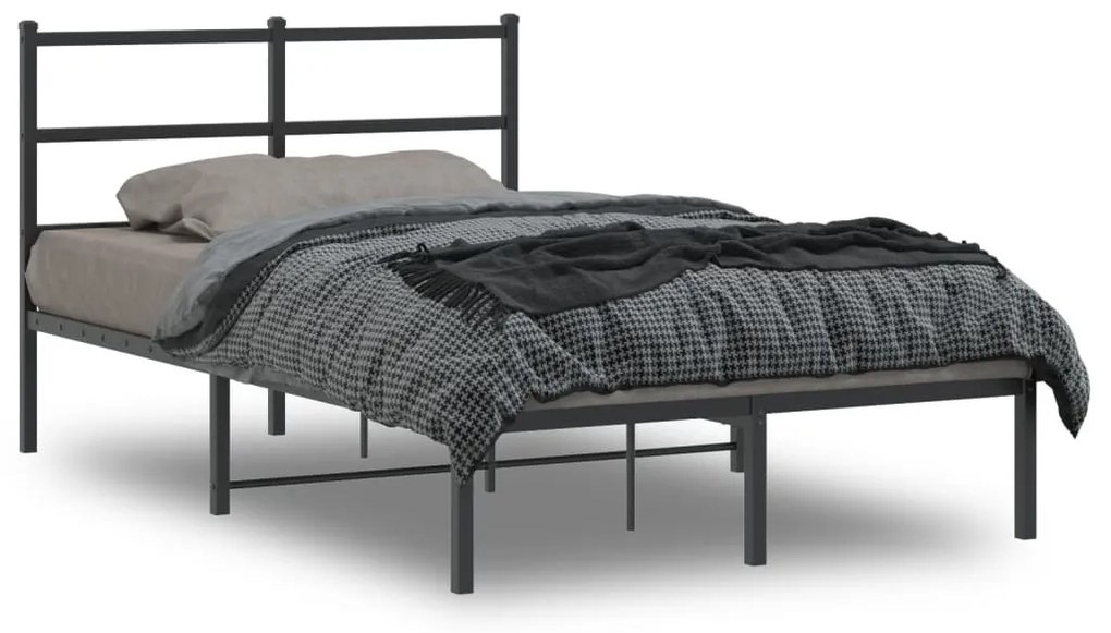 vidaXL Estrutura de cama com cabeceira 120x190 cm metal preto