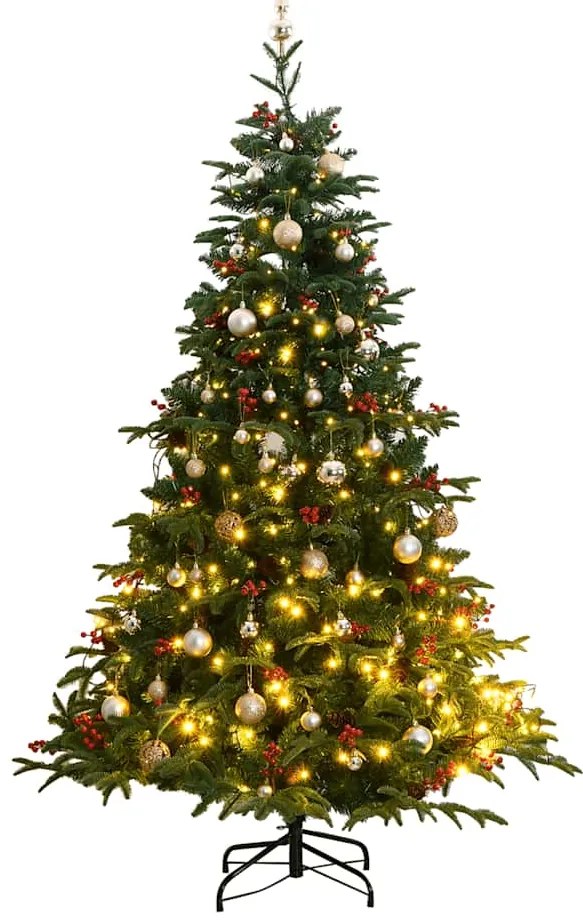 vidaXL Árvore Natal artificial articulada c/ 300 luzes LED+bolas 210cm