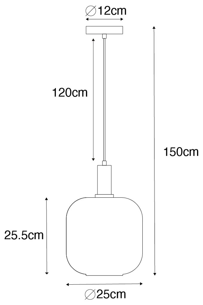 Candeeiro suspenso inteligente preto com latão e vidro âmbar incl. Wifi G95 - Zuzanna