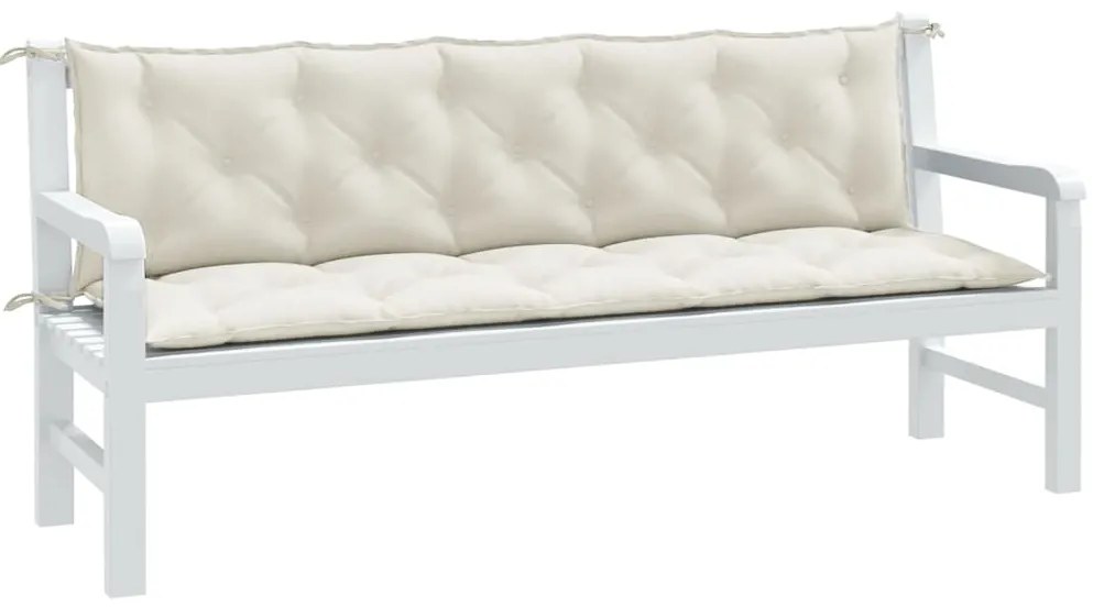 Almofadões banco jardim 2pcs 180x50x7cm mesclado tecido creme