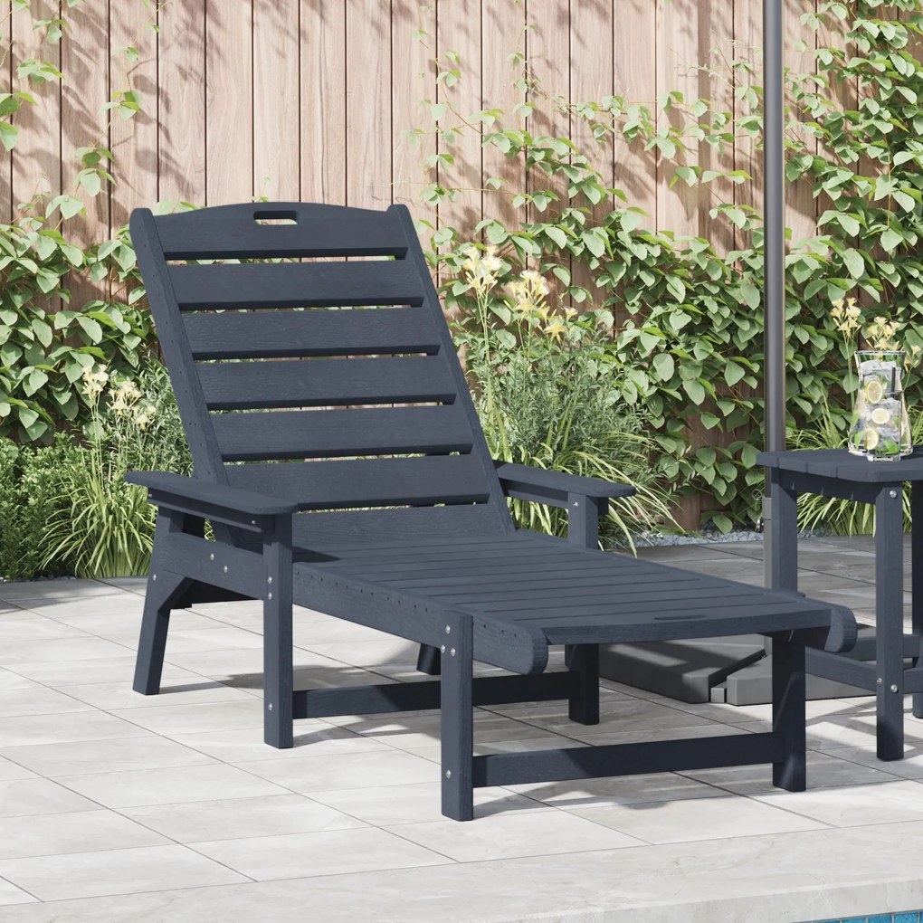 Espreguiçadeira Azul-marinho 53x162x98,5 cm HDPE