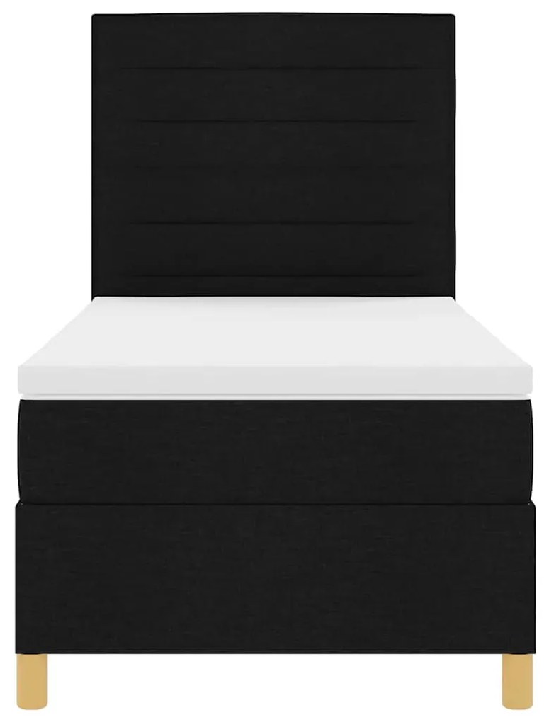 Cama Box Spring com Colchão Preta 80x200 cm Tecido