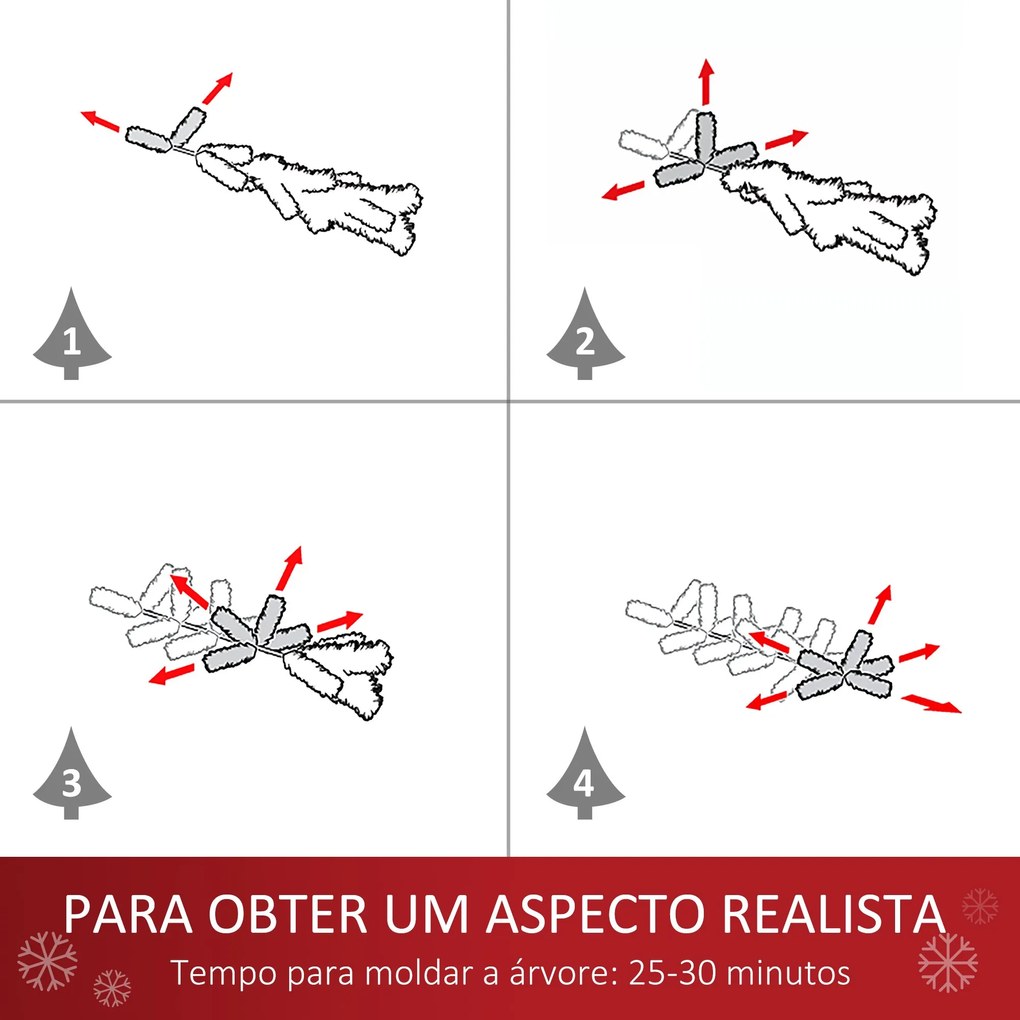 Árvore de Natal Artificial Altura 180cm com 380 Ramos de Folhas de PVC