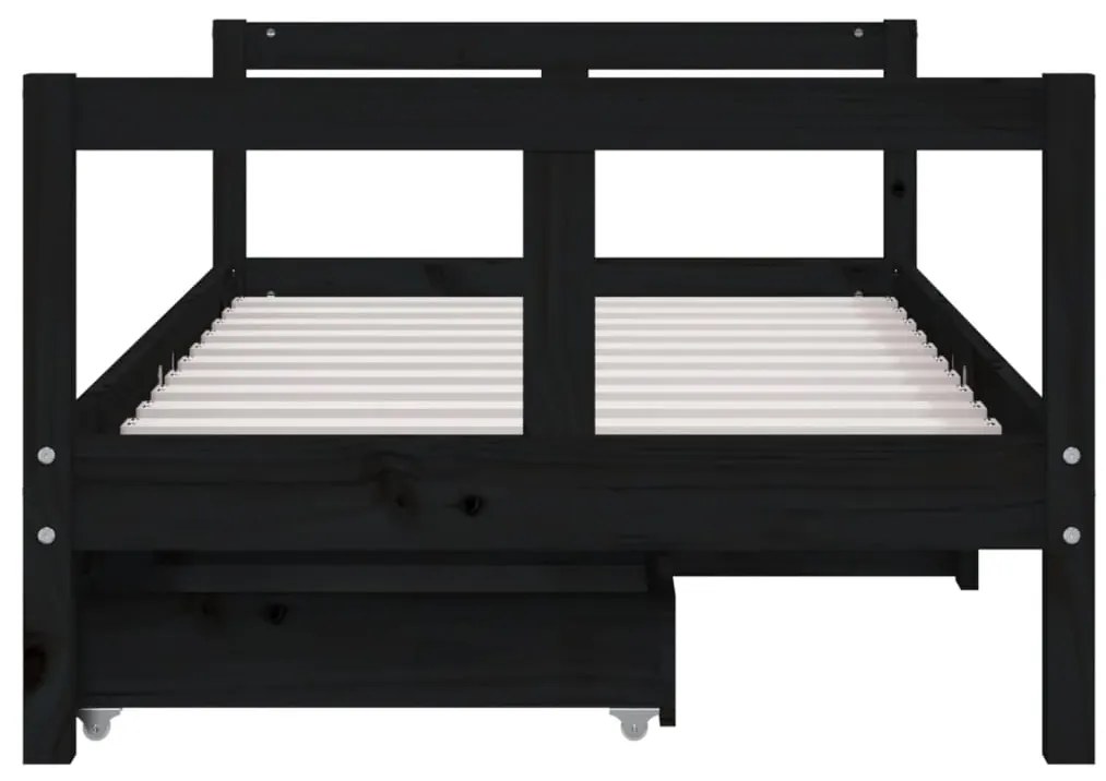 Estrutura cama infantil c/ gavetas 80x160 cm pinho maciço preto