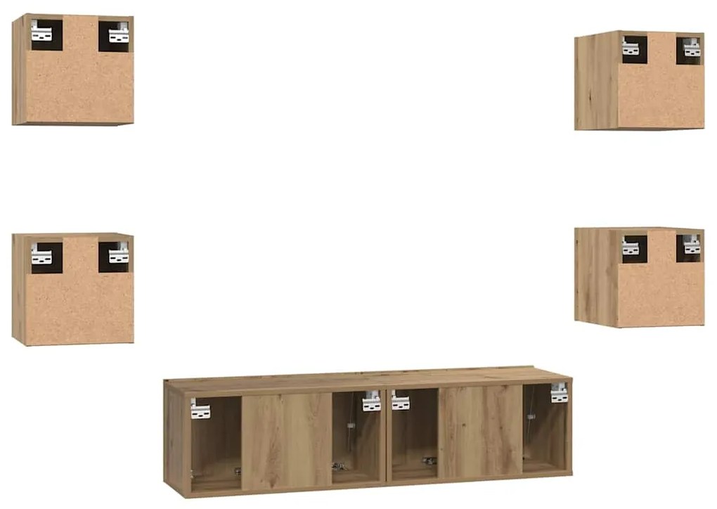 Conjunto de móvel de TV com prateleira 6 pcs carvalho artisiano