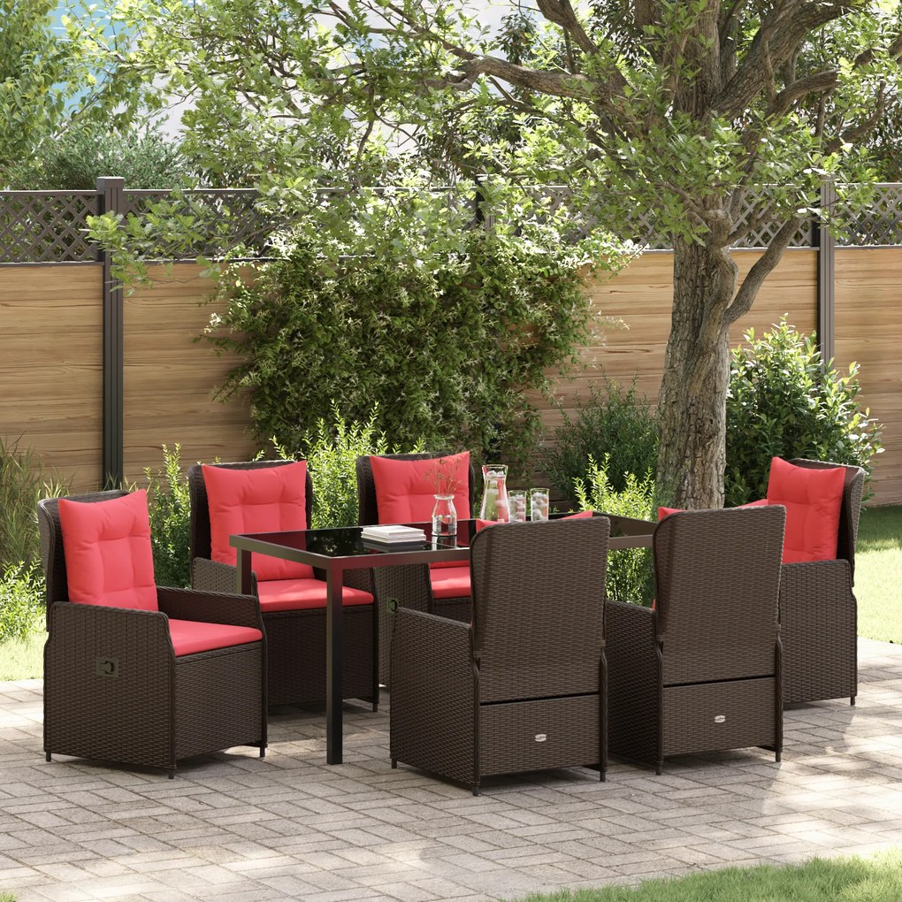Conjunto de Jantar de Jardim 7 Peças Castanho Vime PE