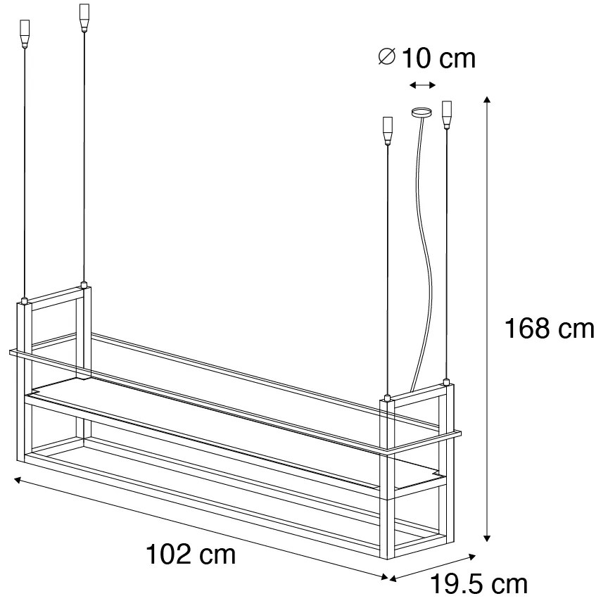 Candeeiro suspenso industrial bege 4 luzes - Cage Rack Industrial