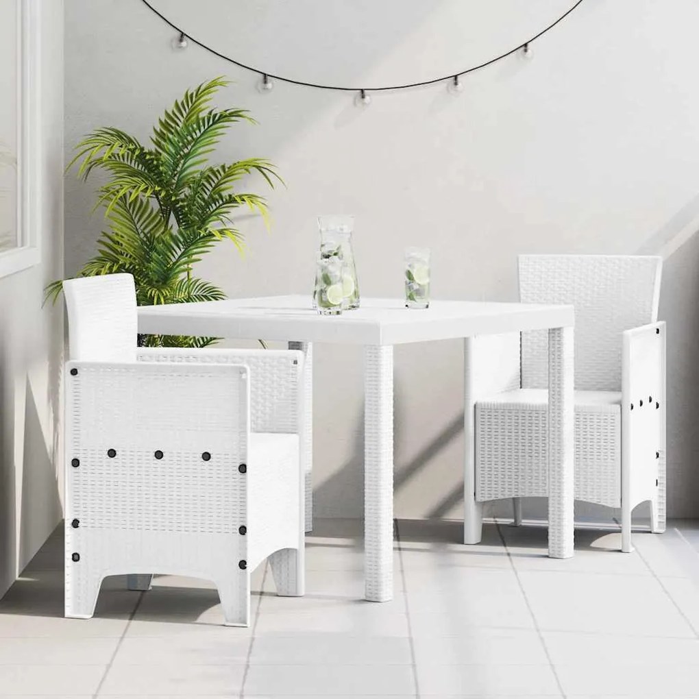 vidaXL Conjunto de Jantar de Jardim 3 pcs Branco 100 x 100 x 73 cm