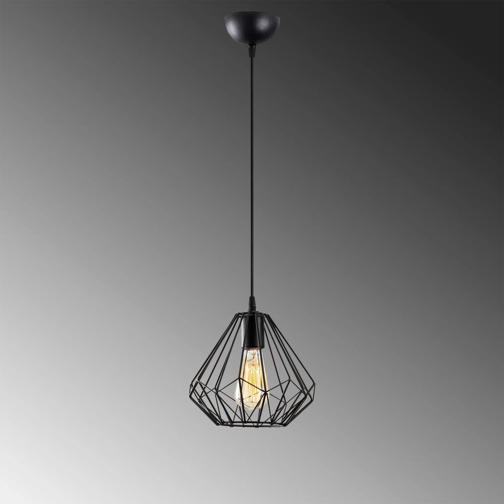 Candeeiro Suspenso Diamond – Preto – Diâmetro 23 cm x Altura 117 cm