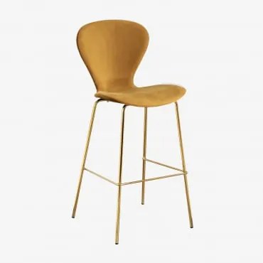 Pacote Com 4 Bancos Altos Uit ↑75 Cm & Dourado & Velluto Mostaza & Terciopelo - Sklum