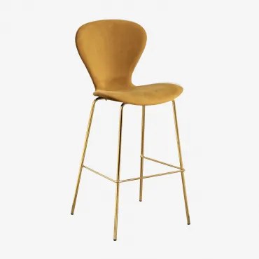 Pacote Com 4 Bancos Altos Uit ↑75 Cm & Dourado & Velluto Mostaza & Velluto - Sklum