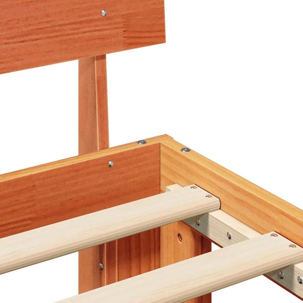 Estrado de Cama com Cabeceira Castanho 80x200 cm Madeira de Pinho