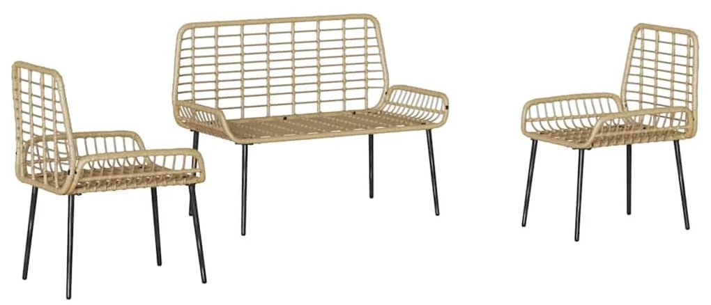 Conjunto de Jantar para Jardim 3 pcs Preto, Antracite