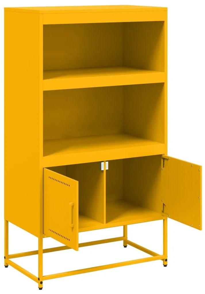 Aparador alto 68,5x38,5x123,5 cm aço amarelo mostarda