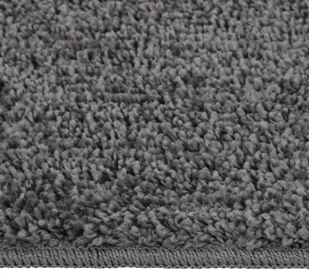 Tapete shaggy 80x150 cm antiderrapante cinzento-escuro