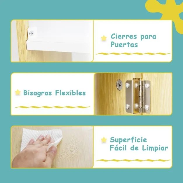Estante infantil em forma de casa com compartimentos abertos 60 x 30 x 101 cm e pés em madeira de pinho Natural