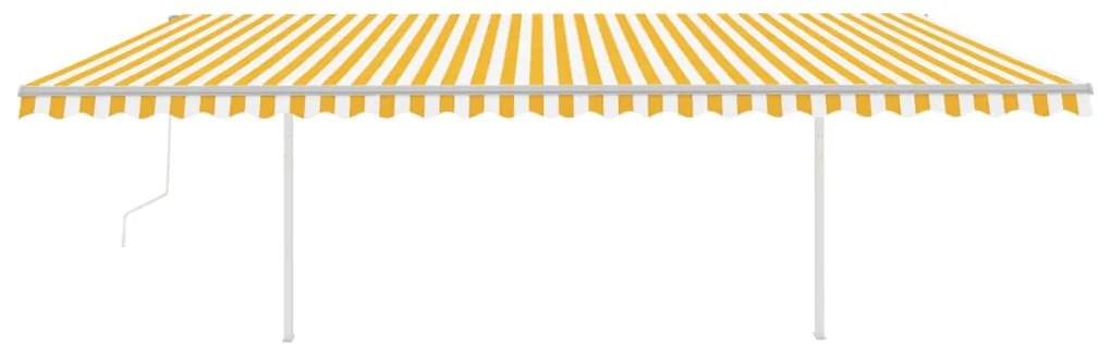 Toldo retrátil automático com postes 6x3 m amarelo e branco