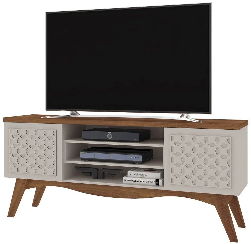 Móvel TV LIS – 160x38x70,5 cm – MDP Casca de Ovo e Matte com Portas De