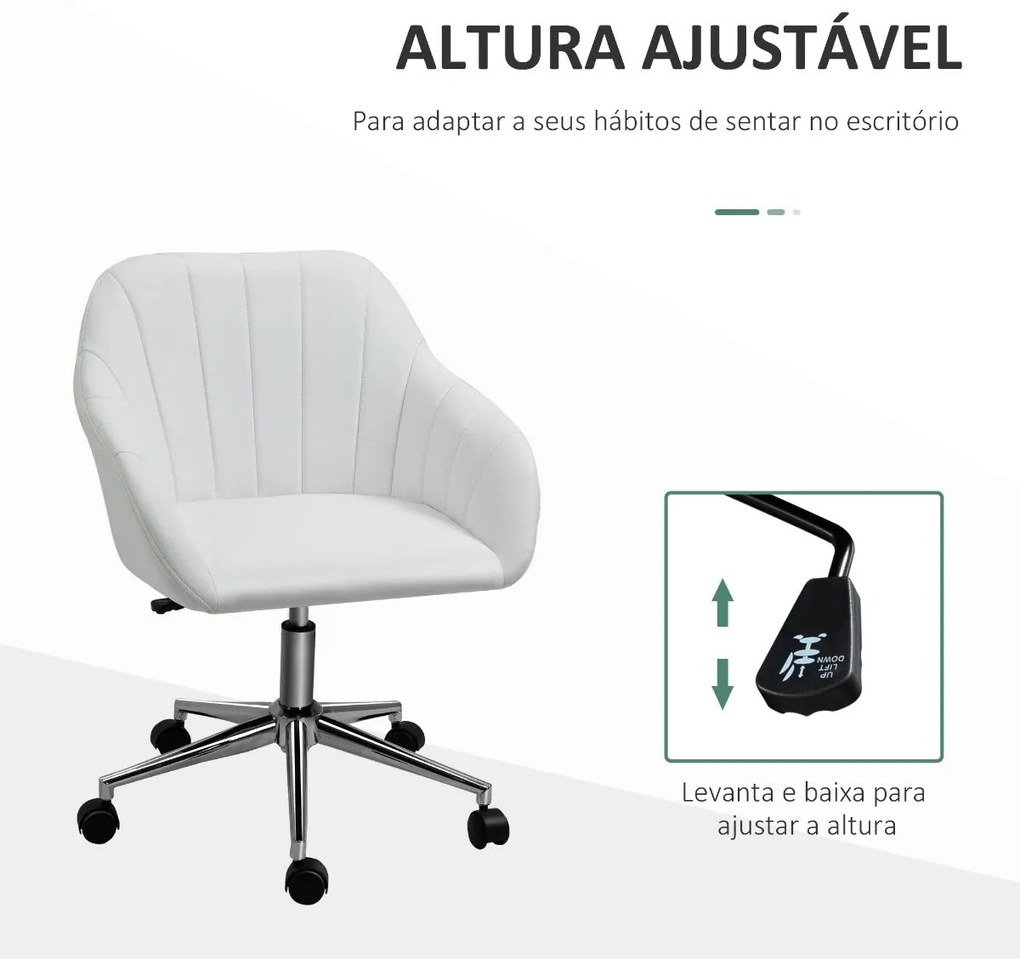 Cadeira Wek Ergonómica Giratória com Altura Ajustável - Branco – Desig