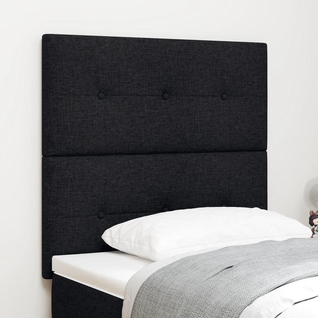 Cabeceira Button Tufted Preta 90 cm em Tecido
