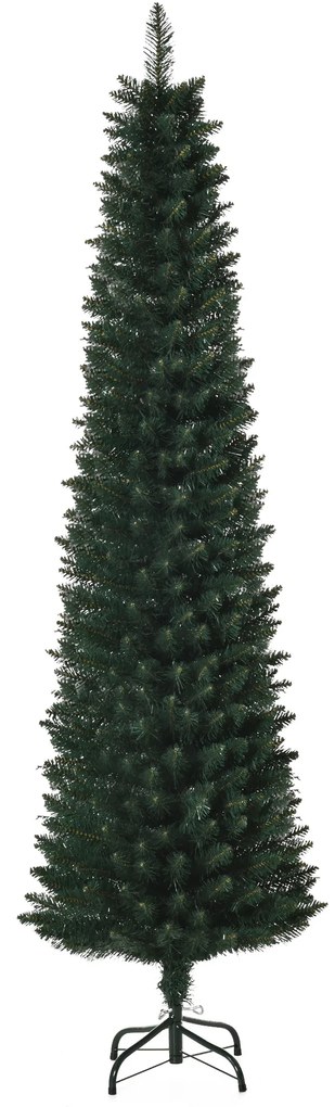 HOMCOM Árvore de Natal Artificial Altura 180cm com 380 Ramos de Folhas de PVC Ignífugos Base Dobrável e Suporte Metálico Ø56x180cm Verde