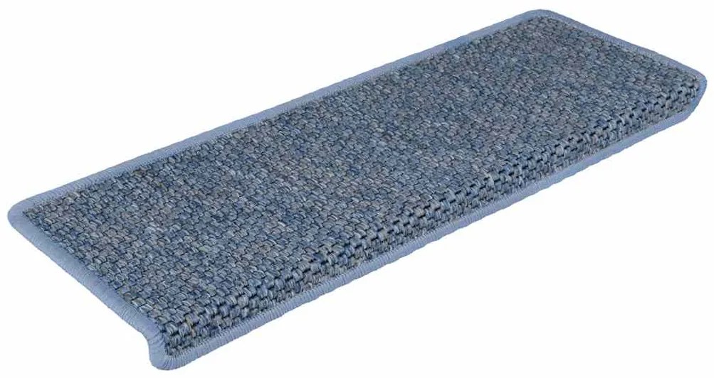 Tapetes escada adesivos aspeto sisal 15 pcs 65x21x4 cm azul