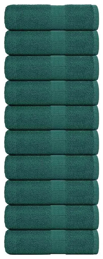 Toalhas de bidé 10 pcs 30x50 cm 360 gsm 100% algodão verde