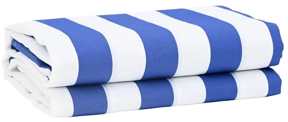 vidaXL Tecido de substituição para toldo Azul e branco 10 x 1.6 m