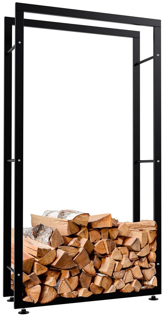 Suporte para lenha Keri V2 80 x 150 x 25 cm Preto