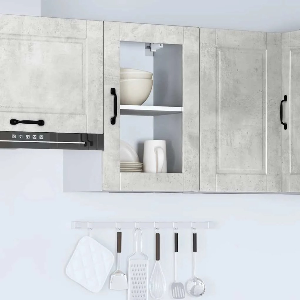 Armário de parede de cozinha porta de vidro Porto cinza betão