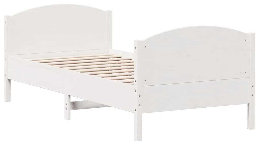 Cama sem colchão 100x200 cm madeira de pinho maciça branco