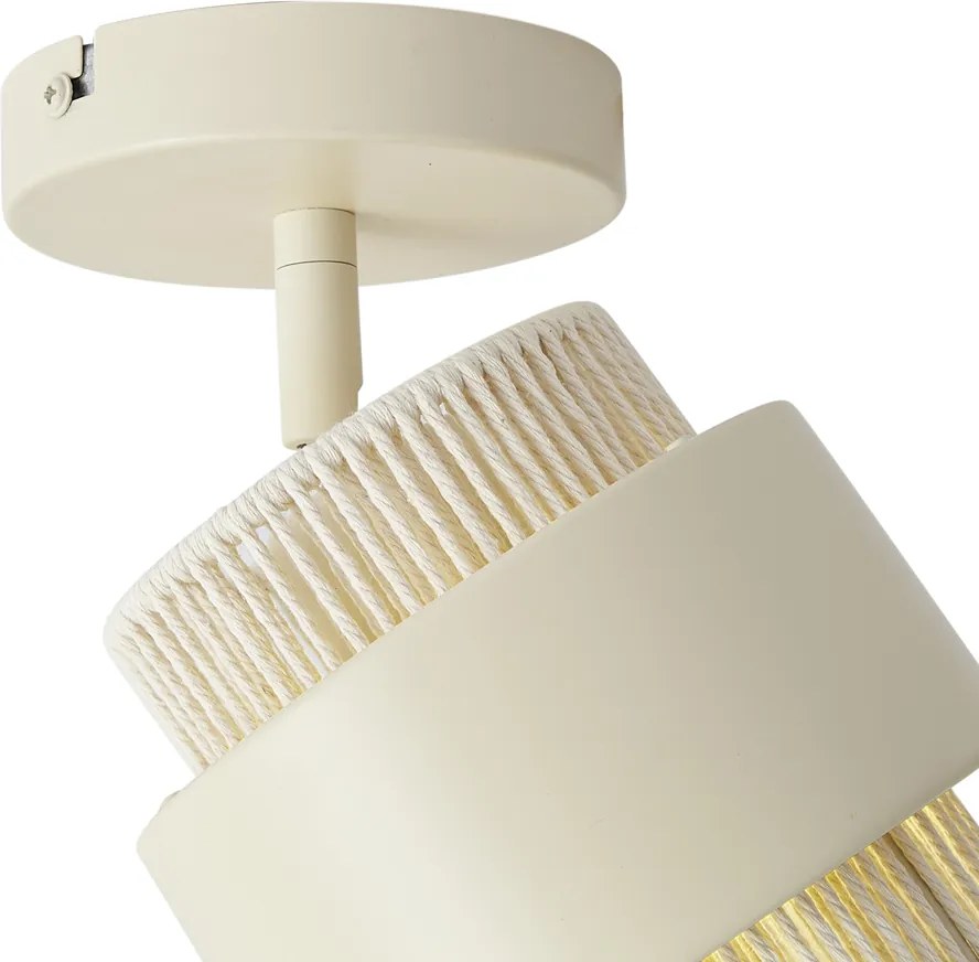 Foco moderno bege com corda, giratório e inclinável - Kora