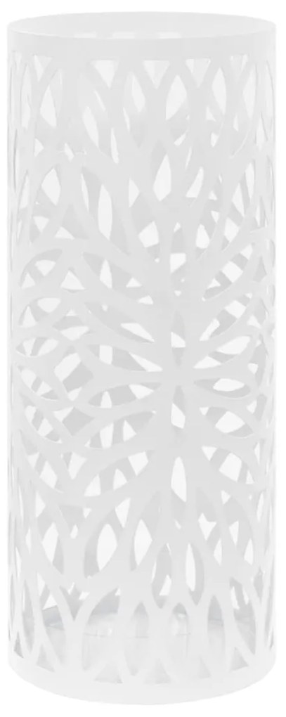 246803 vidaXL Suporte para guarda-chuvas com folhas em aço branco