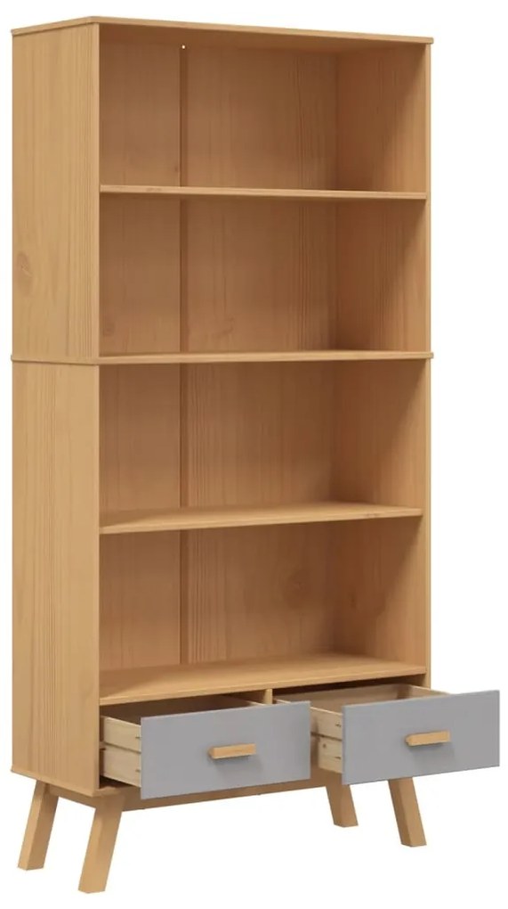 Estante c/ 4 prateleiras OLDEN pinho maciço cinzento/castanho