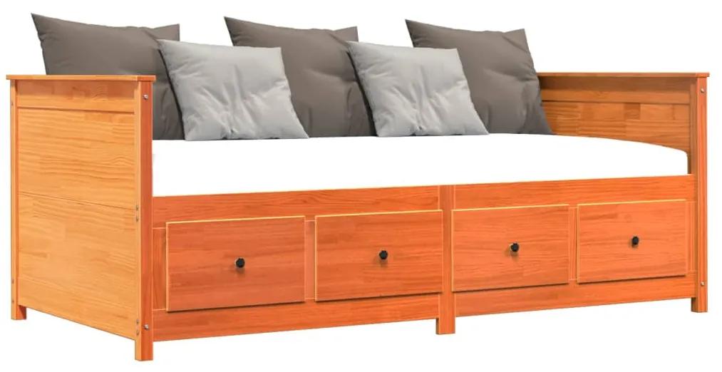 Sofá-cama 100x200 cm madeira de pinho maciça castanho cera