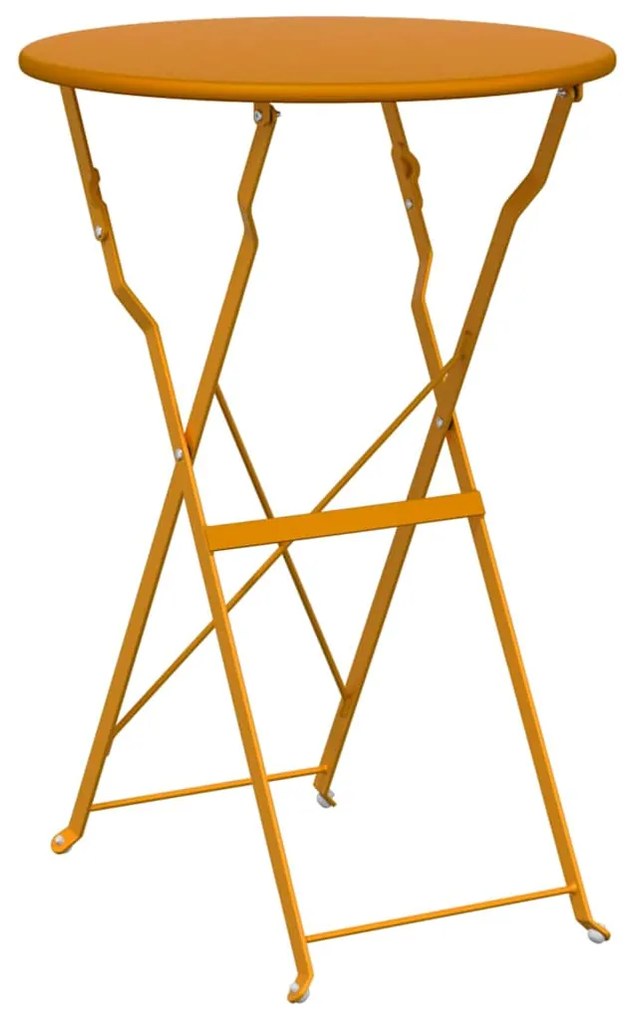 Mesa Bistro Dobrável Amarelo Mostarda Ø50x71 cm em Aço com Revestiment