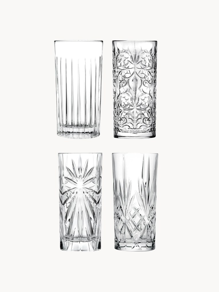 Copos altos de cristal com relevo Bichiera, conjunto de 4
