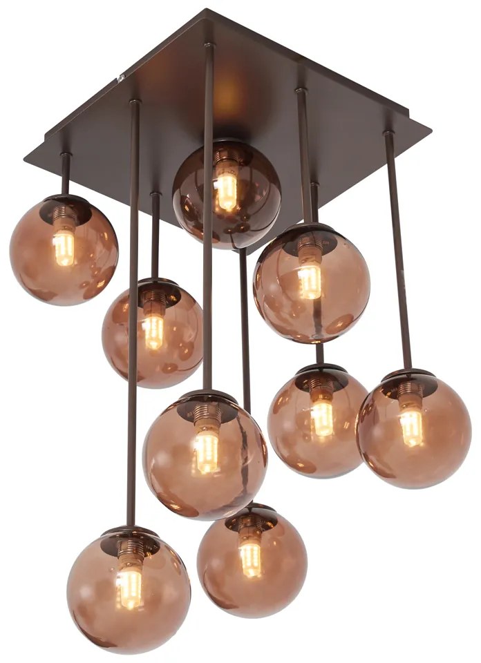 Plafond de design bronze com vidro bronze 9 luzes - Athens Design