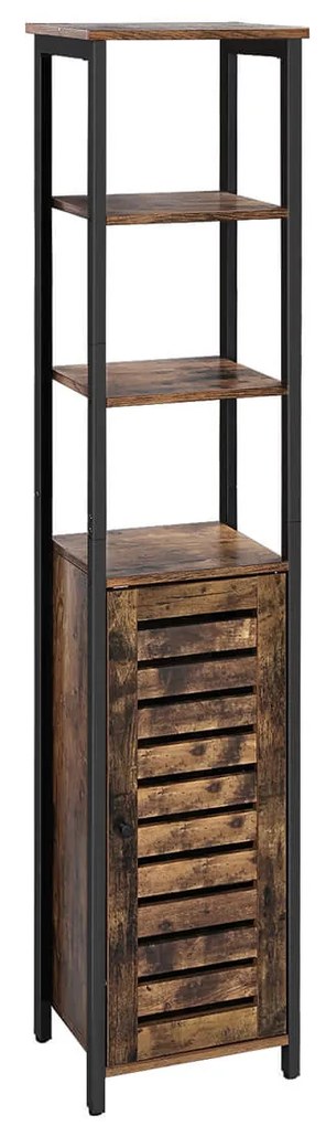 Armário alto de estilo industrial com porta de persiana 37 x 30 x 167 cm Castanho Vintage