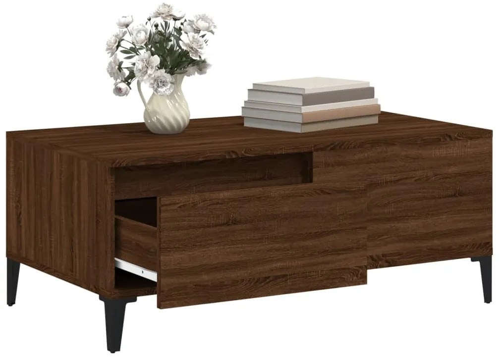 Mesa de centro 90x50x36,5cm derivados madeira carvalho castanho