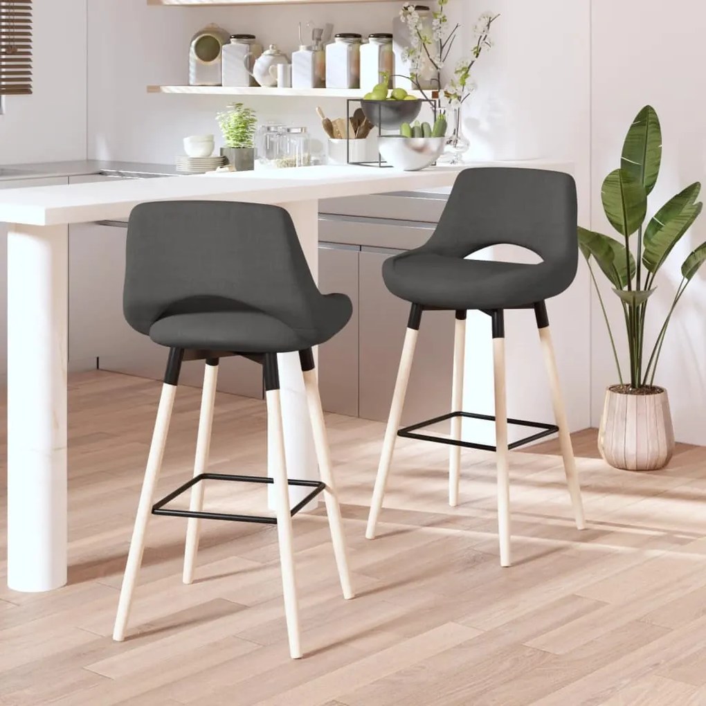 vidaXL Bancos de bar 2 pcs tecido cinzento-escuro