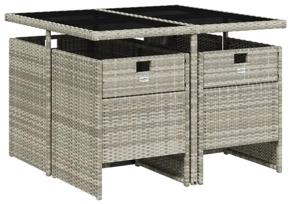 5 pcs conjunto de jantar p/ jardim c/ almofadões cinzento claro