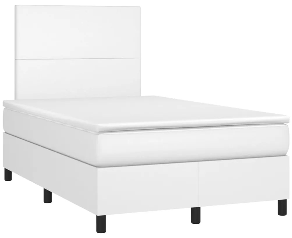 Cama com molas/colchão 120x200 cm couro artificial branco