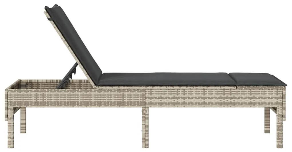 Espreguiçadeira almofadão 55x200x44cm vime PE cinzento-claro
