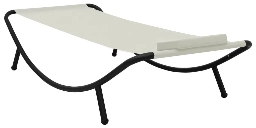 Espreguiçadeira de jardim 200x90 cm aço creme
