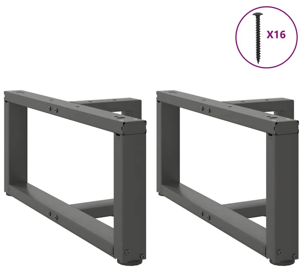 Pés para mesa de centro em forma de T, 2 peças, antracite, 60x25x(30-3