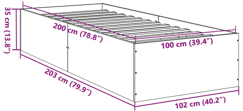 Estrutura de cama 100x200 cm derivados de madeira branco